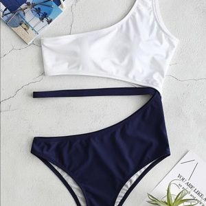 Zaful blue and white bikini/mono-kini